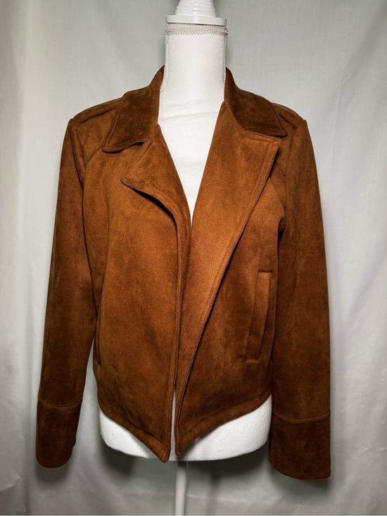 Tahari Jackets & Blazers - Tahari Rust Brown Faux Suede Moto Jacket